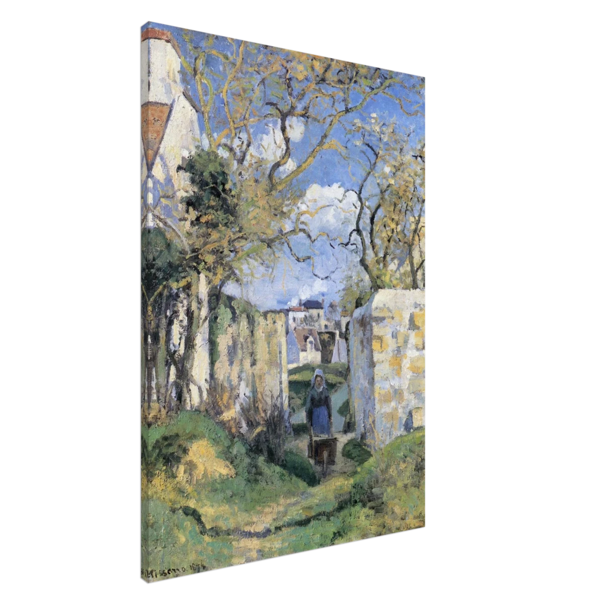Landscape From Pontoise (1874) by Camille Pissarro – Impressionist Wall Art Print - Canvas - 70x100 cm / 28x40″ -