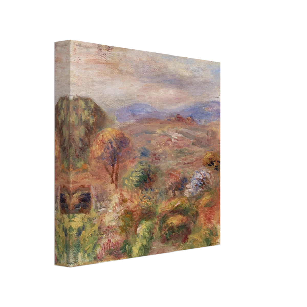 "Landscape (Paysage)" by Pierre - Auguste Renoir – Impressionist Wall Art Print | French Countryside - Canvas - 20x20 cm / 8x8″ -