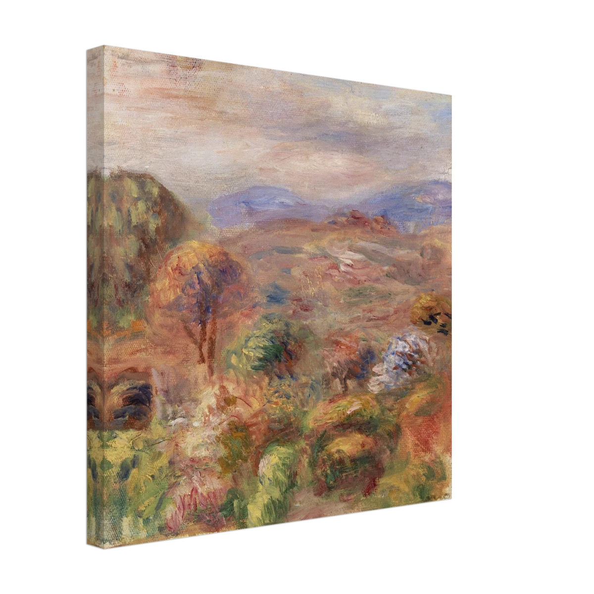 "Landscape (Paysage)" by Pierre - Auguste Renoir – Impressionist Wall Art Print | French Countryside - Canvas - 40x40 cm / 16x16″ -