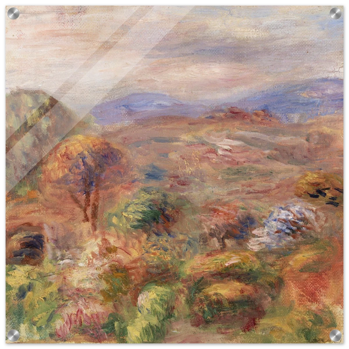 "Landscape (Paysage)" by Pierre - Auguste Renoir – Impressionist Wall Art Print | French Countryside - Acrylic Print - 60x60 cm / 24x24″ -
