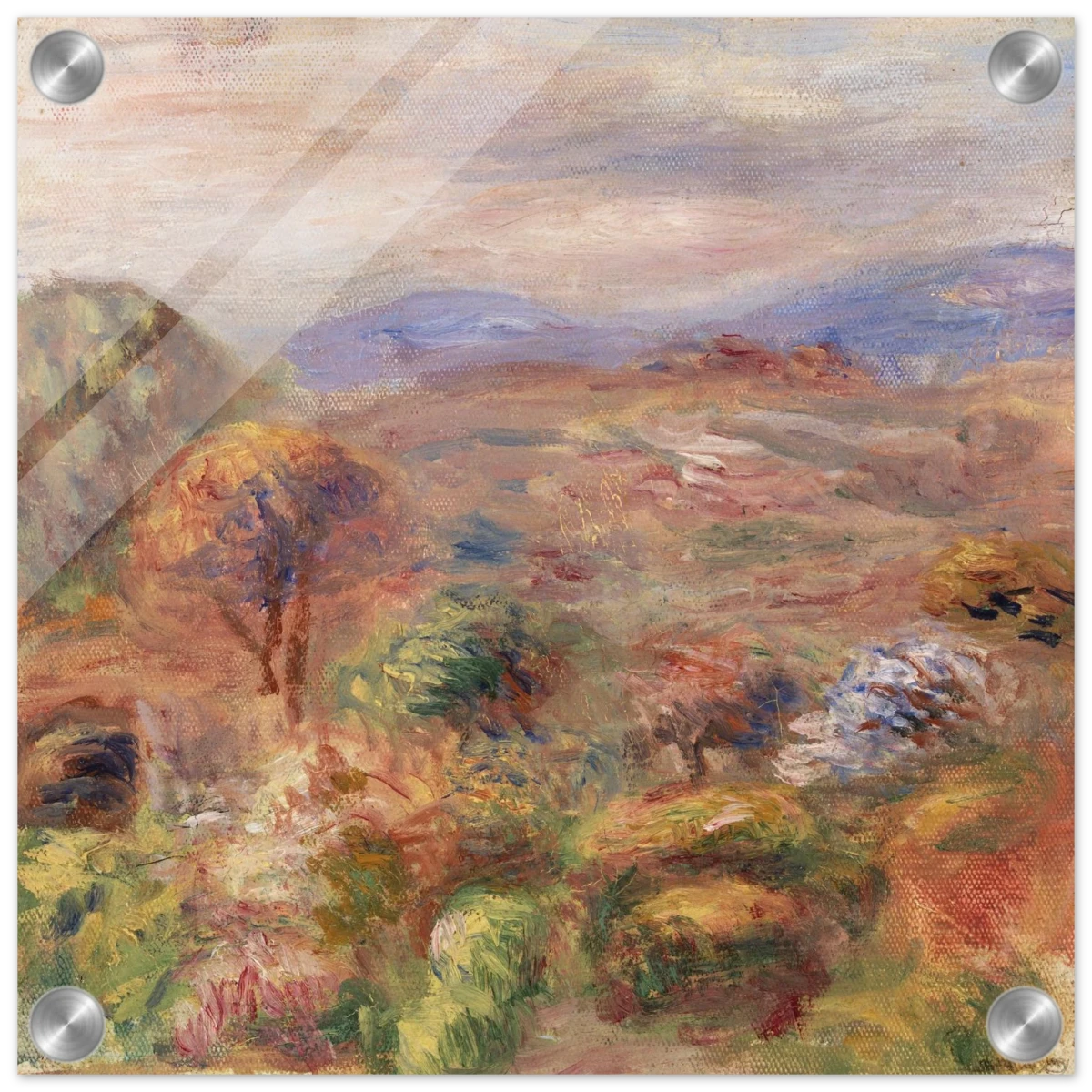 "Landscape (Paysage)" by Pierre - Auguste Renoir – Impressionist Wall Art Print | French Countryside - Acrylic Print - 30x30 cm / 12x12″ -