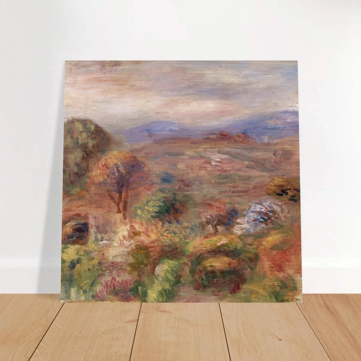 "Landscape (Paysage)" by Pierre - Auguste Renoir – Impressionist Wall Art Print | French Countryside - Brushed Aluminum Print - 60x60 cm / 24x24″ -