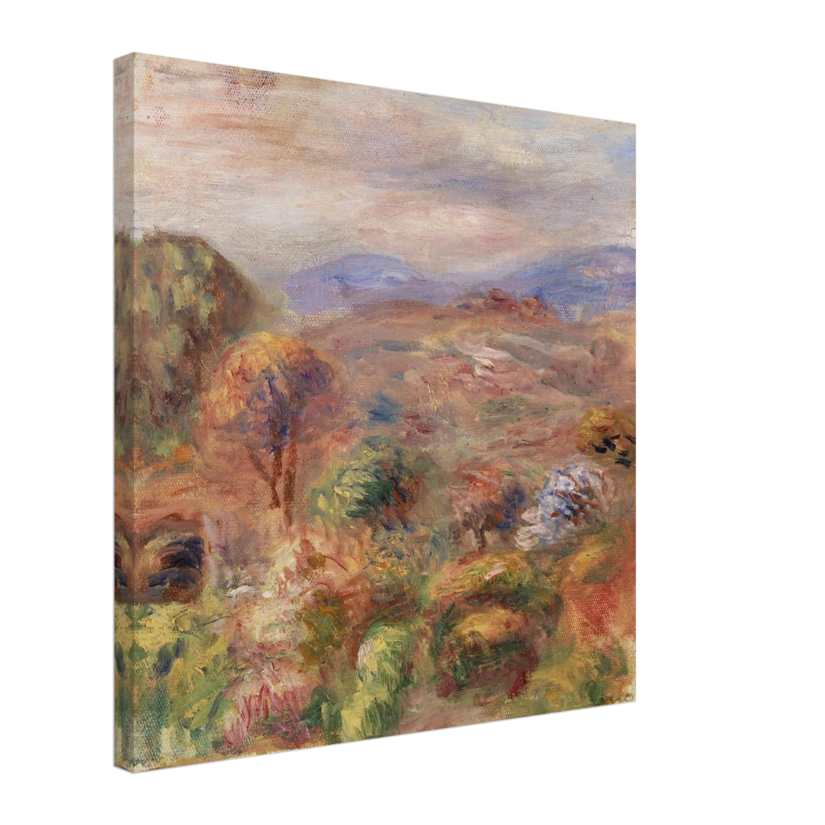 "Landscape (Paysage)" by Pierre - Auguste Renoir – Impressionist Wall Art Print | French Countryside - Canvas - 50x50 cm / 20x20″ -