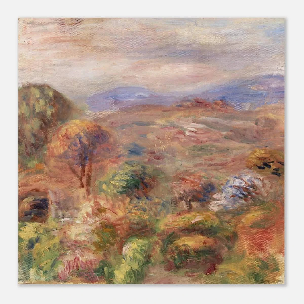 "Landscape (Paysage)" by Pierre - Auguste Renoir – Impressionist Wall Art Print | French Countryside - Aluminum Print - 20x20 cm / 8x8″ -