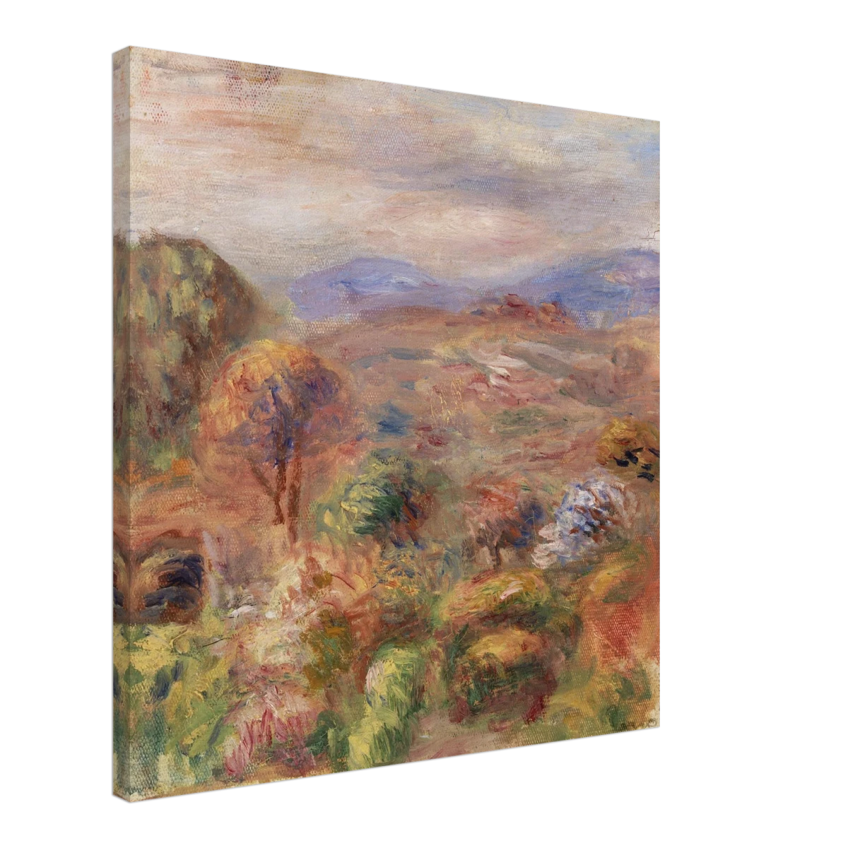 "Landscape (Paysage)" by Pierre - Auguste Renoir – Impressionist Wall Art Print | French Countryside - Canvas - 60x60 cm / 24x24″ -