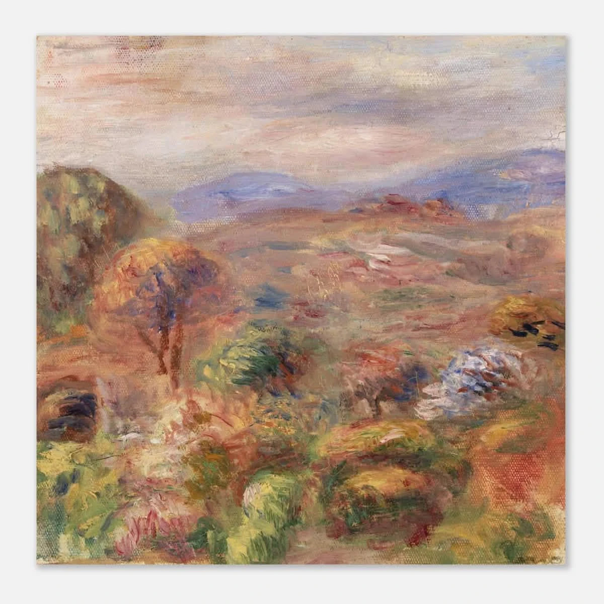 "Landscape (Paysage)" by Pierre - Auguste Renoir – Impressionist Wall Art Print | French Countryside - Aluminum Print - 30x30 cm / 12x12″ -