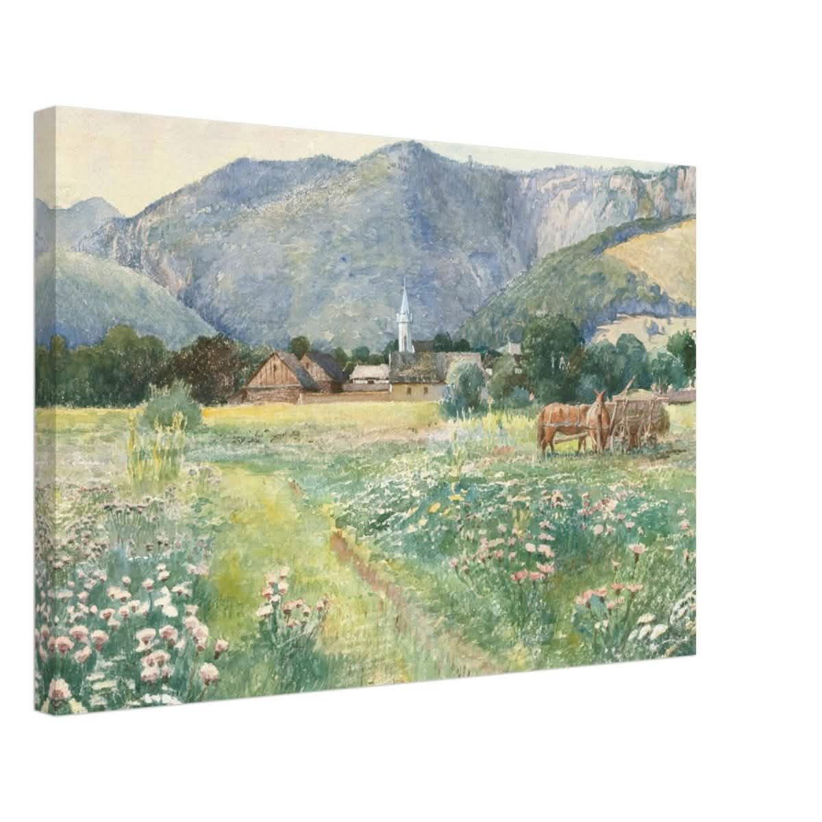 Landscape with a blooming meadow by Július Zorkóczy - Canvas - 40x60 cm / 16x24″ - Slim