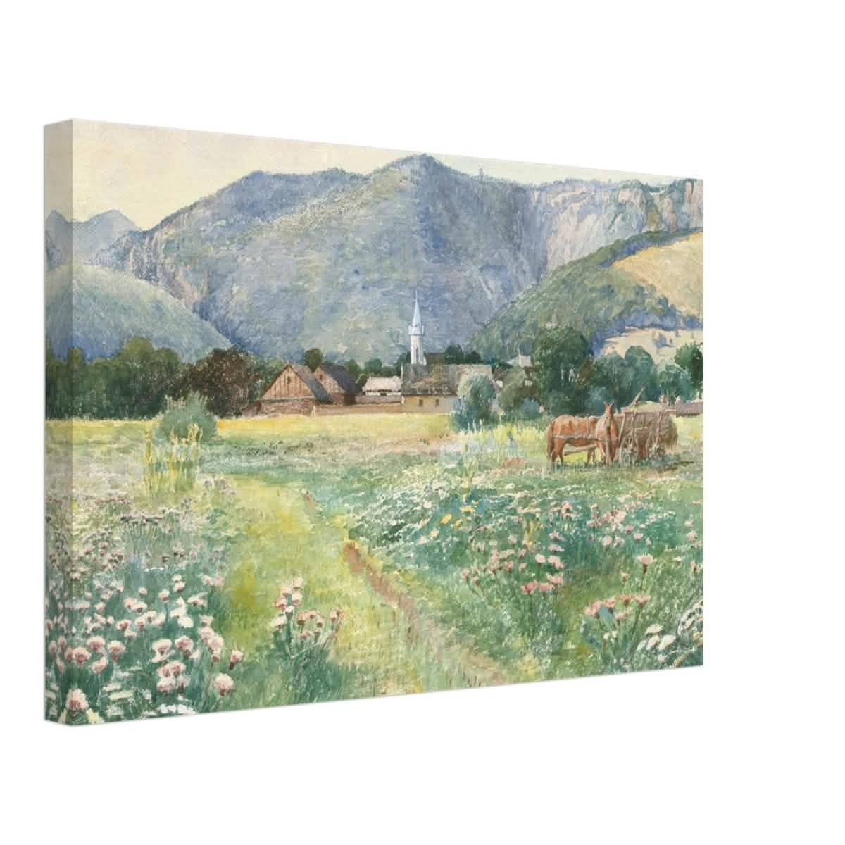 Landscape with a blooming meadow by Július Zorkóczy - Canvas - 30x45 cm / 12x18″ - Slim