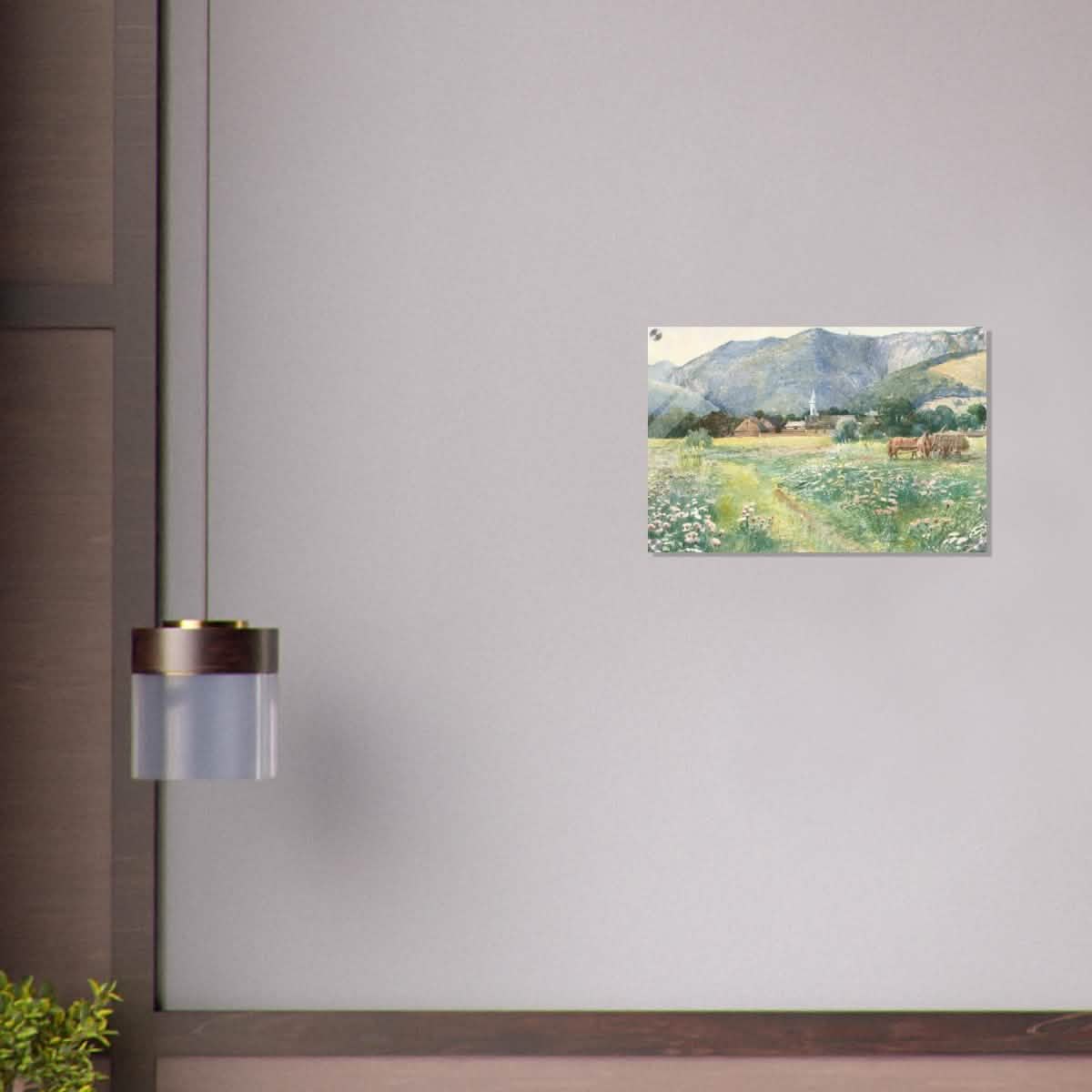 Landscape with a blooming meadow by Július Zorkóczy - Acrylic Print - 40x60 cm / 16x24″ -