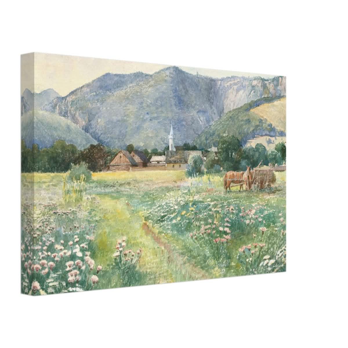 Landscape with a blooming meadow by Július Zorkóczy - Canvas - 30x45 cm / 12x18″ - Thick