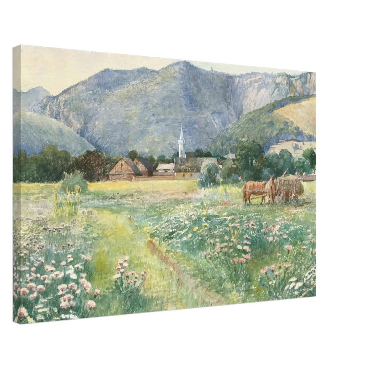 Landscape with a blooming meadow by Július Zorkóczy - Canvas - 50x75 cm / 20x30″ - Slim