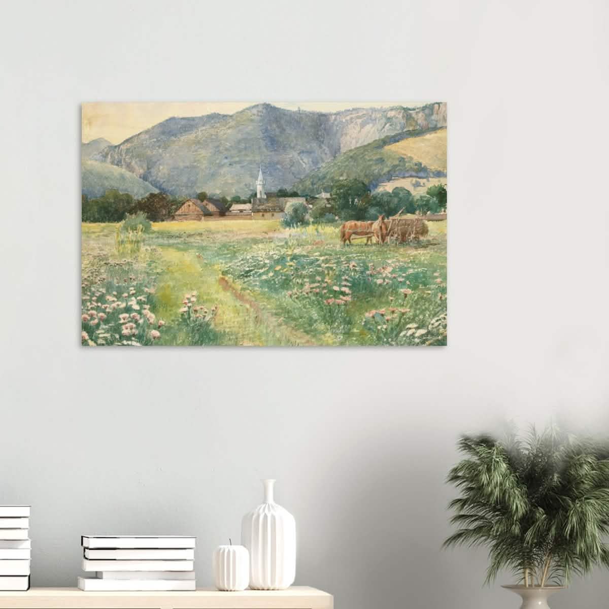 Landscape with a blooming meadow by Július Zorkóczy - Wood Prints - 60x90 cm / 24x36″ - 10 mm