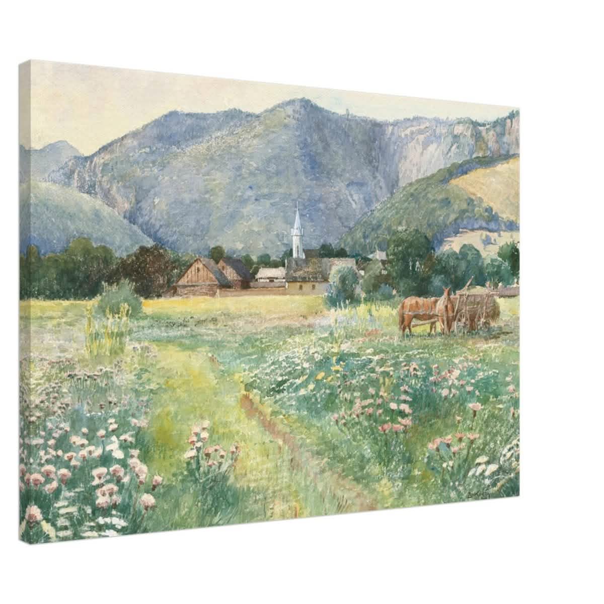 Landscape with a blooming meadow by Július Zorkóczy - Canvas - 70x100 cm / 28x40″ - Thick