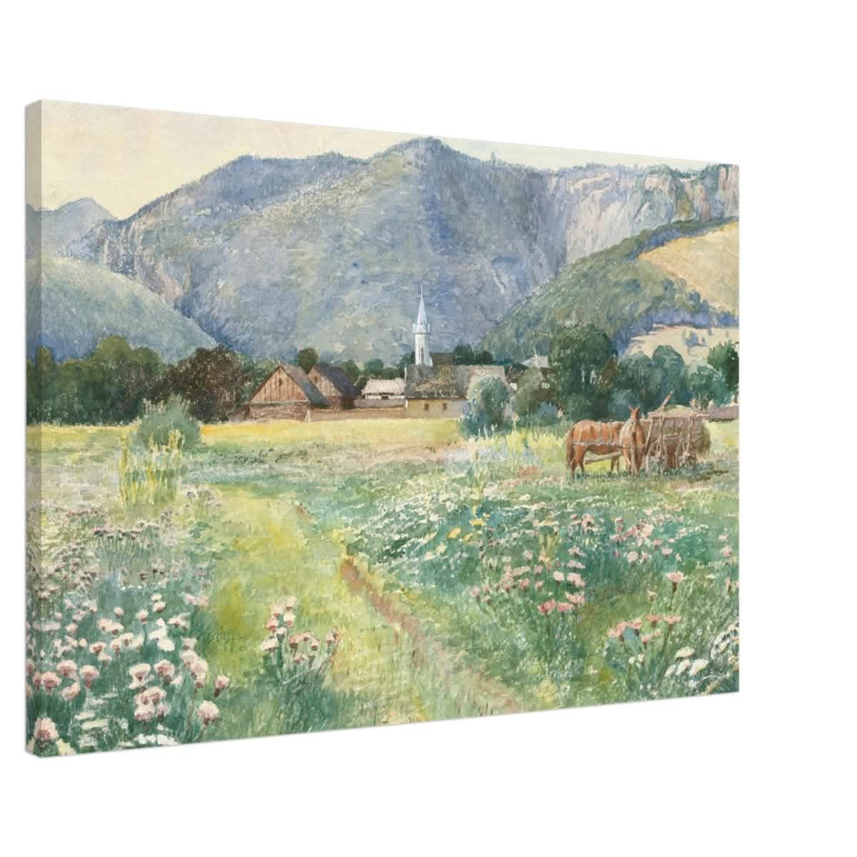 Landscape with a blooming meadow by Július Zorkóczy - Canvas - 60x90 cm / 24x36″ - Slim