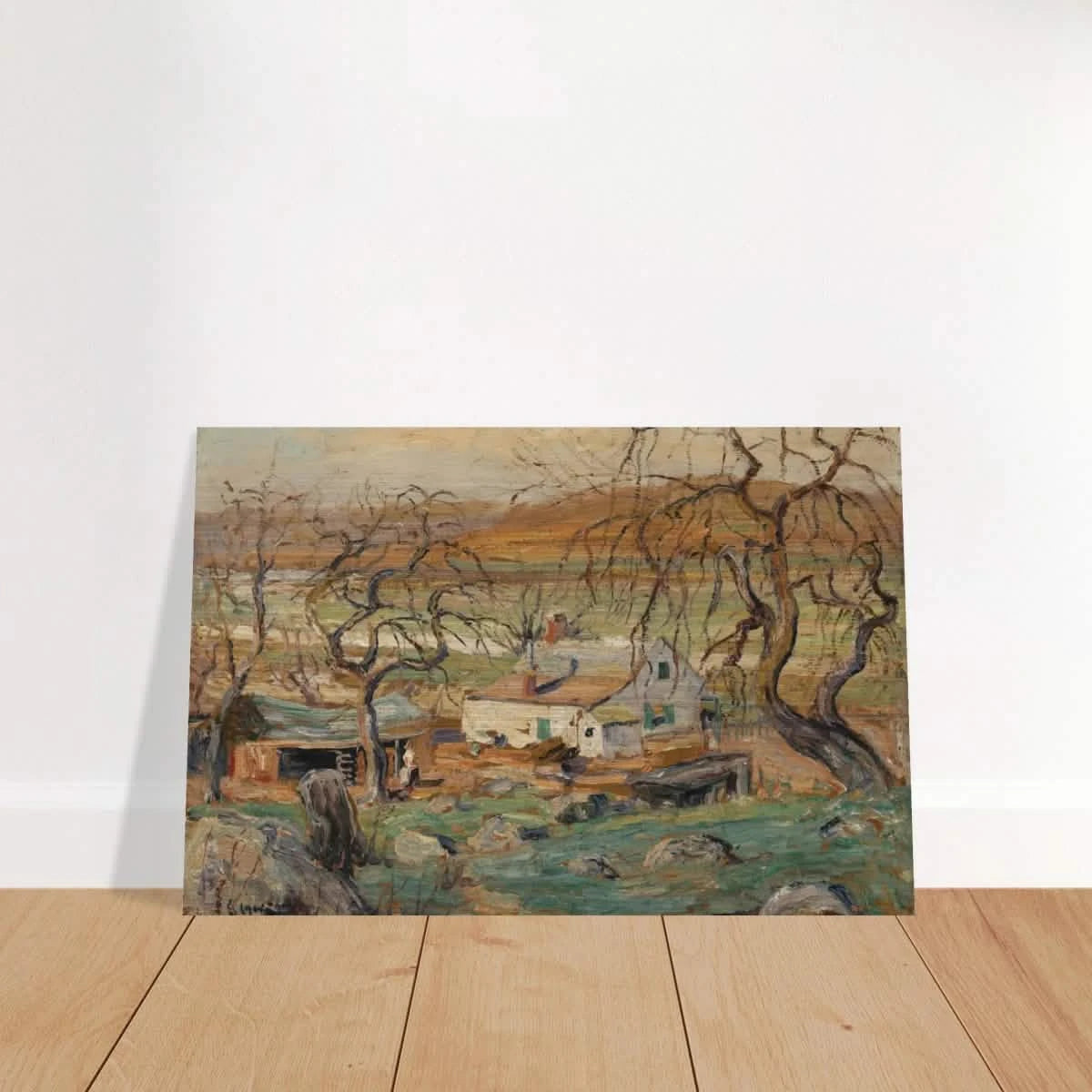 Landscape with Gnarled Trees by Ernest Lawson | Nature Wall art Print - Brushed Aluminum Print - 40x60 cm / 16x24″ -