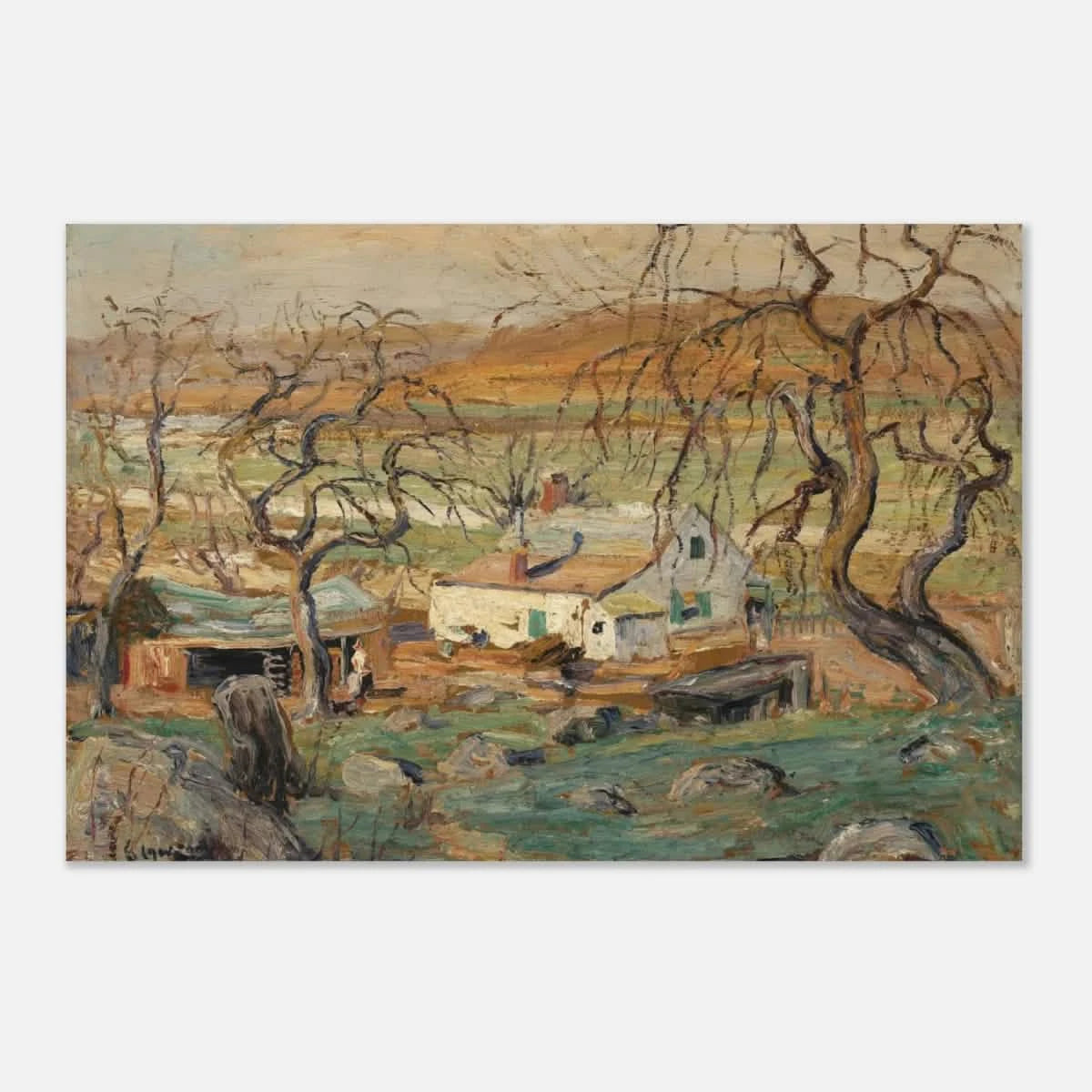 Landscape with Gnarled Trees by Ernest Lawson | Nature Wall art Print - Aluminum Print - 30x45 cm / 12x18″ -