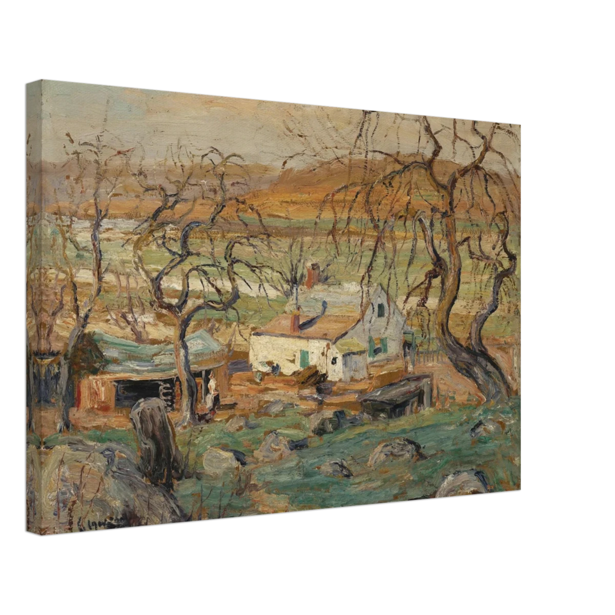 Landscape with Gnarled Trees by Ernest Lawson | Nature Wall art Print - Canvas - 40x60 cm / 16x24″ -