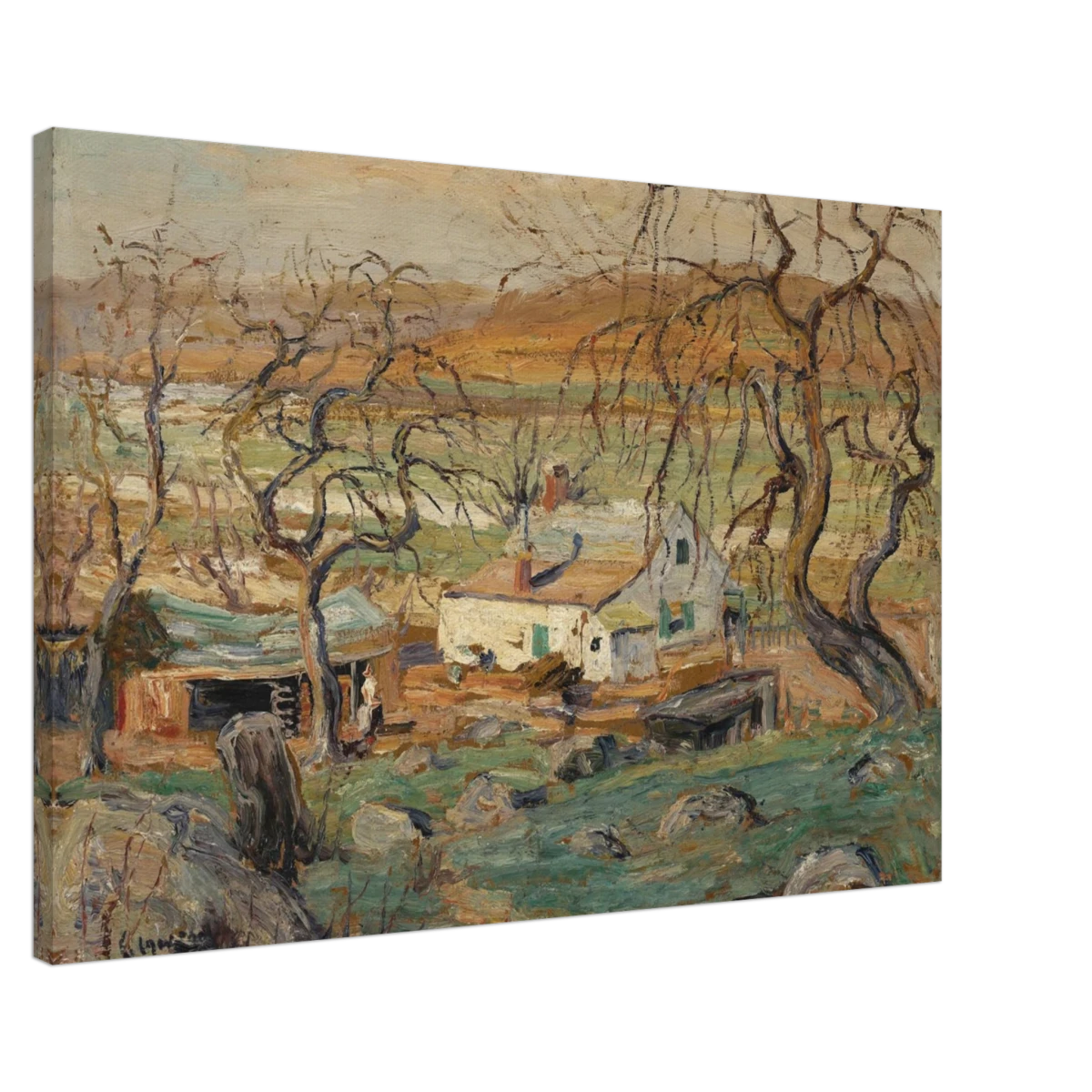 Landscape with Gnarled Trees by Ernest Lawson | Nature Wall art Print - Canvas - 60x90 cm / 24x36″ -