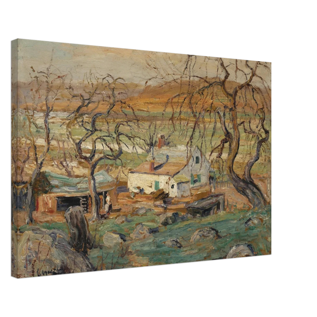 Landscape with Gnarled Trees by Ernest Lawson | Nature Wall art Print - Canvas - 50x75 cm / 20x30″ -