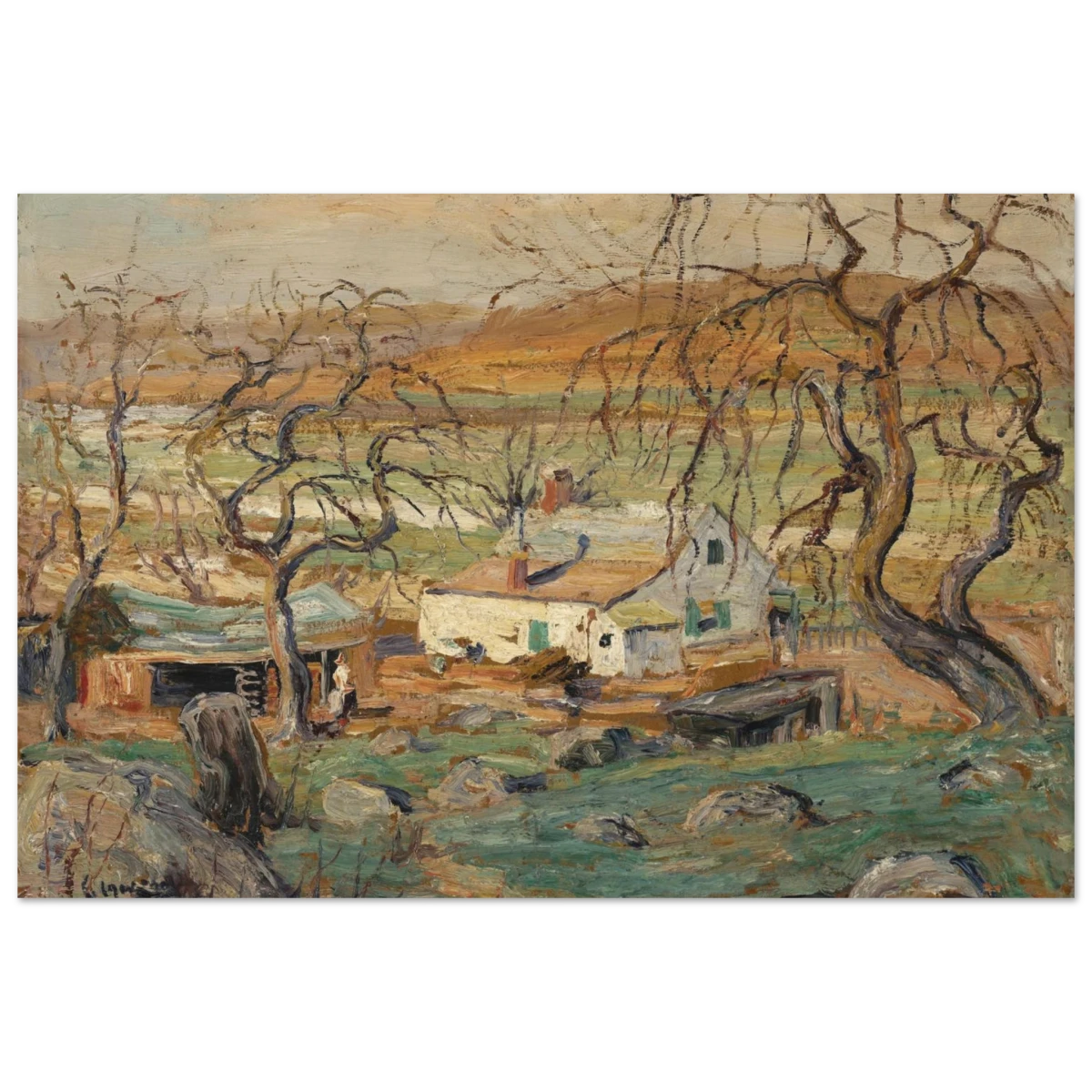 Landscape with Gnarled Trees by Ernest Lawson | Nature Wall art Print - Fine Art Poster - 60x90 cm / 24x36″ -