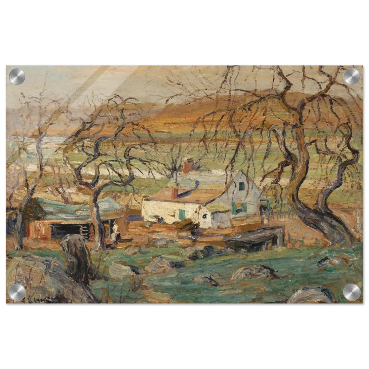 Landscape with Gnarled Trees by Ernest Lawson | Nature Wall art Print - Acrylic Print - 30x45 cm / 12x18″ -