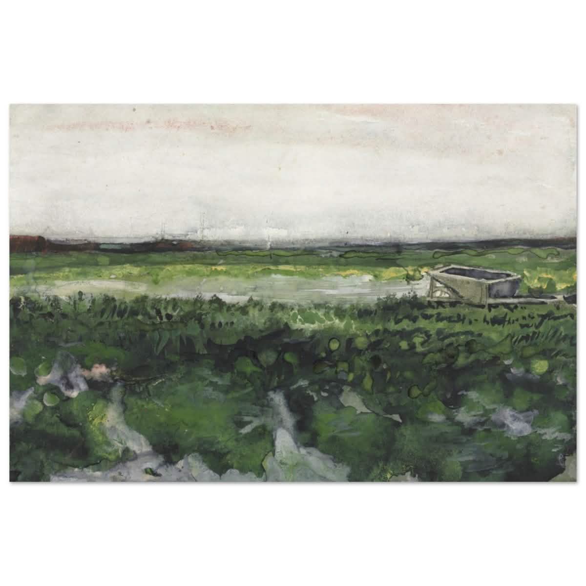 Landscape with Wheelbarrow (1883) by Vincent Van Gogh | Vintage wall art print - Aluminum Print - 30x45 cm / 12x18″ -