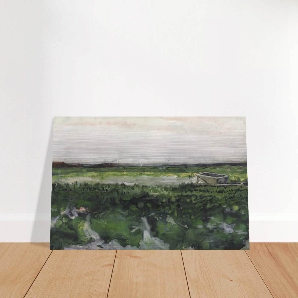 Landscape with Wheelbarrow (1883) by Vincent Van Gogh | Vintage wall art print - Brushed Aluminum Print - 30x45 cm / 12x18″ -