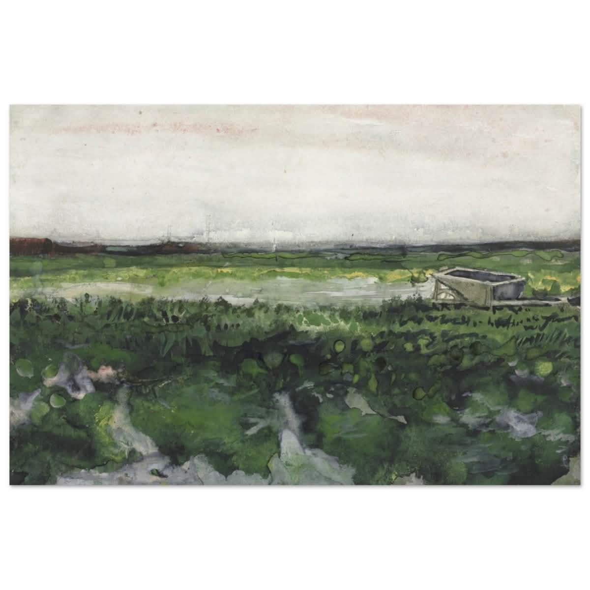 Landscape with Wheelbarrow (1883) by Vincent Van Gogh | Vintage wall art print - Aluminum Print - 50x75 cm / 20x30″ -