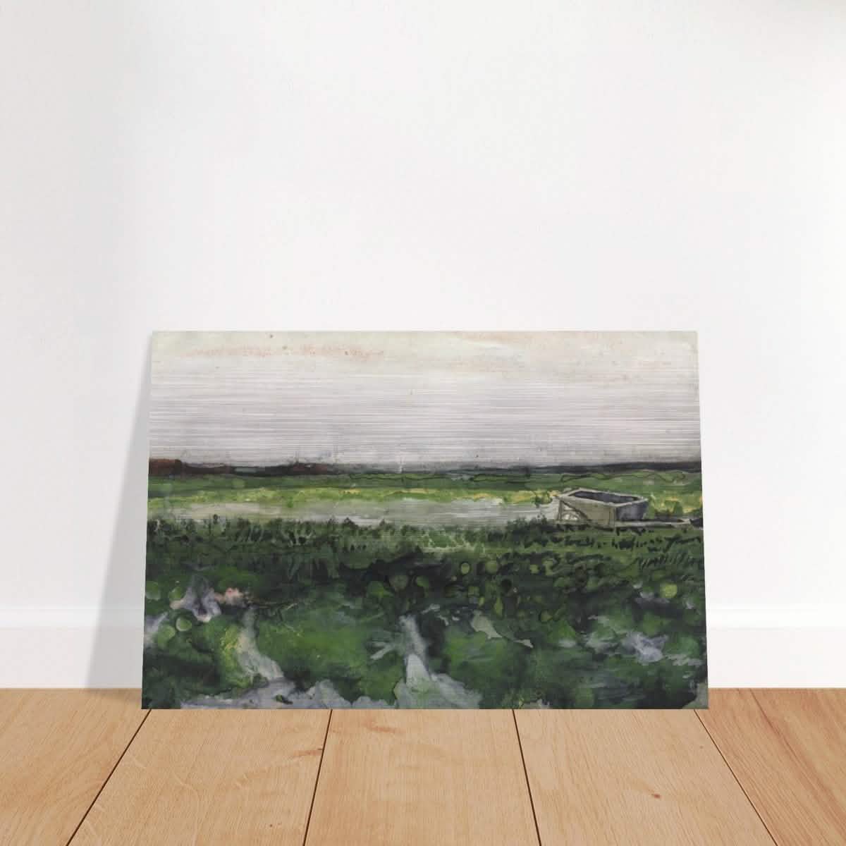 Landscape with Wheelbarrow (1883) by Vincent Van Gogh | Vintage wall art print - Brushed Aluminum Print - 60x90 cm / 24x36″ -