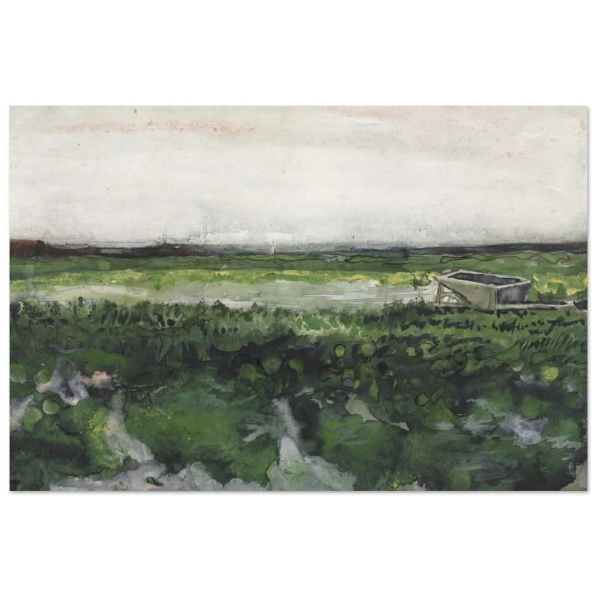 Landscape with Wheelbarrow (1883) by Vincent Van Gogh | Vintage wall art print - Aluminum Print - 60x90 cm / 24x36″ -