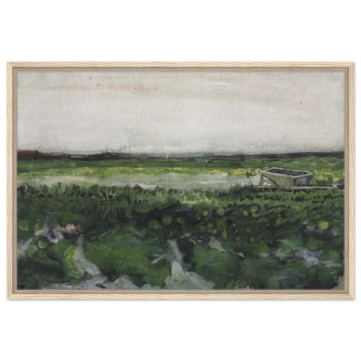 Landscape with Wheelbarrow (1883) by Vincent Van Gogh | Vintage wall art print - Framed Canvas - 60x90 cm / 24x36″ - Wood frame