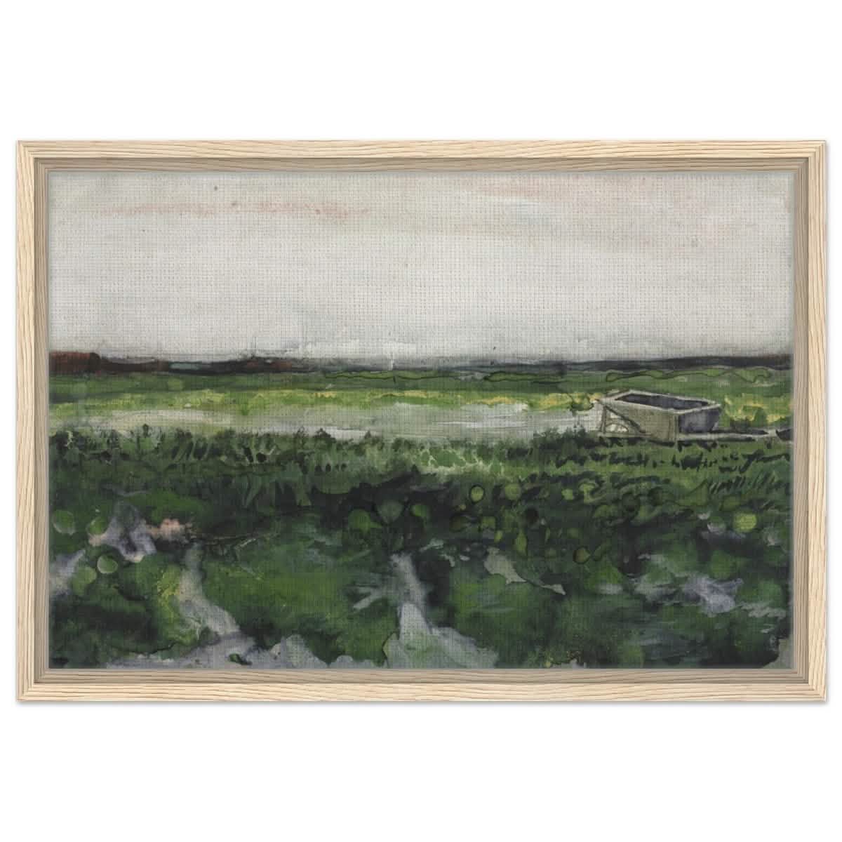 Landscape with Wheelbarrow (1883) by Vincent Van Gogh | Vintage wall art print - Framed Canvas - 40x60 cm / 16x24″ - Wood frame