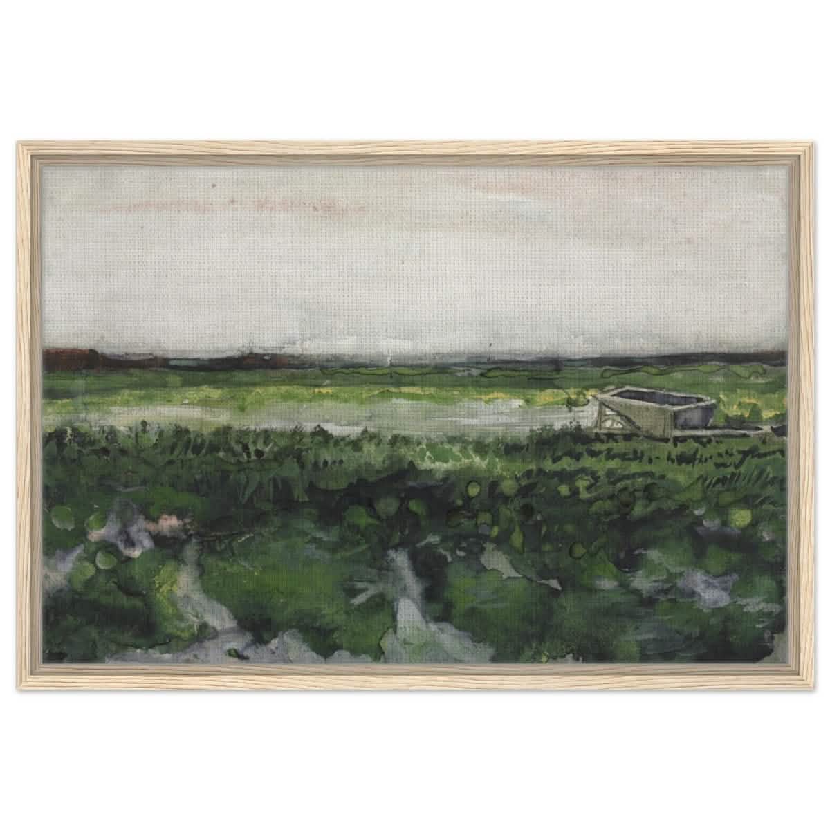 Landscape with Wheelbarrow (1883) by Vincent Van Gogh | Vintage wall art print - Framed Canvas - 50x75 cm / 20x30″ - Wood frame