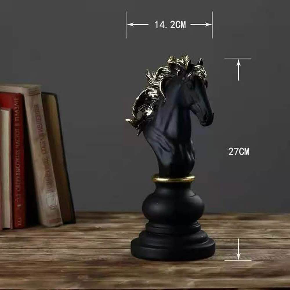 Large Resin Chess Piece Ornaments – King, Queen, Knight & Collectible Figurines - Black Knight Ornament -