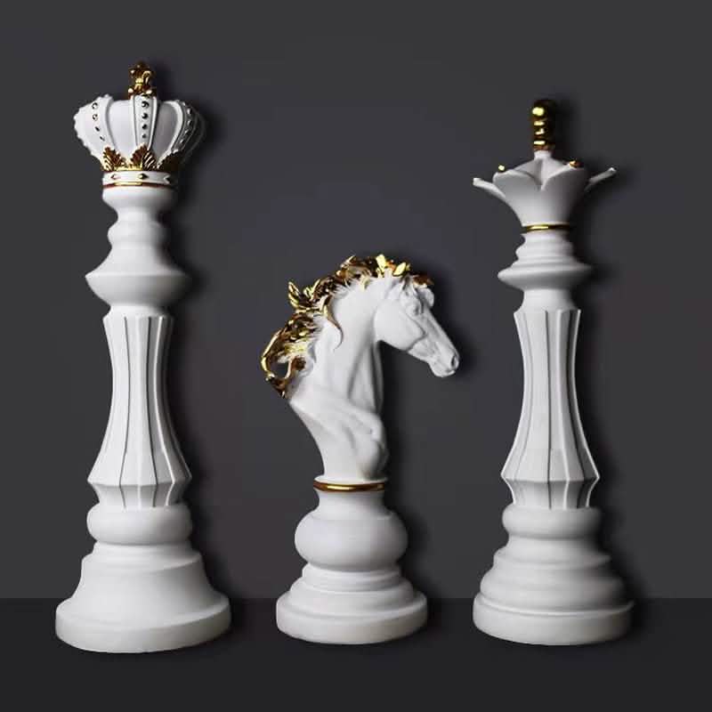 Large Resin Chess Piece Ornaments – King, Queen, Knight & Collectible Figurines - Black King Ornament -