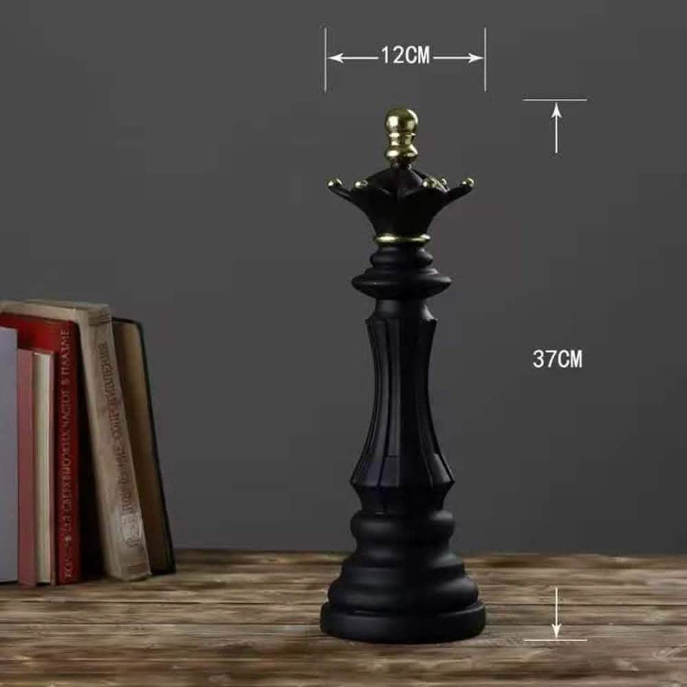 Large Resin Chess Piece Ornaments – King, Queen, Knight & Collectible Figurines - Black Queen Ornament -