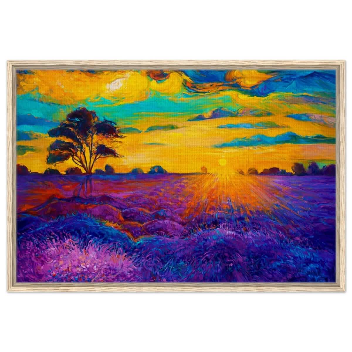Lavender Radiance | Nature - Inspired Vibrant Wall Art | Abstract Realism - Framed Canvas - 30x45 cm / 12x18″ - Wood frame