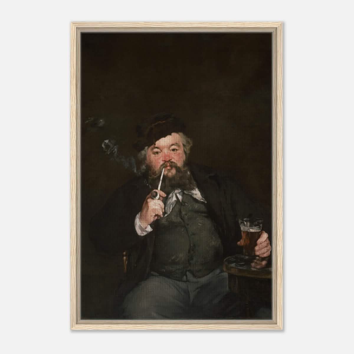 Le Bon Bock (1873) by Édouard Manet | The Good Pint | Vintage wall art print - Framed Canvas - 50x75 cm / 20x30″ - Wood frame