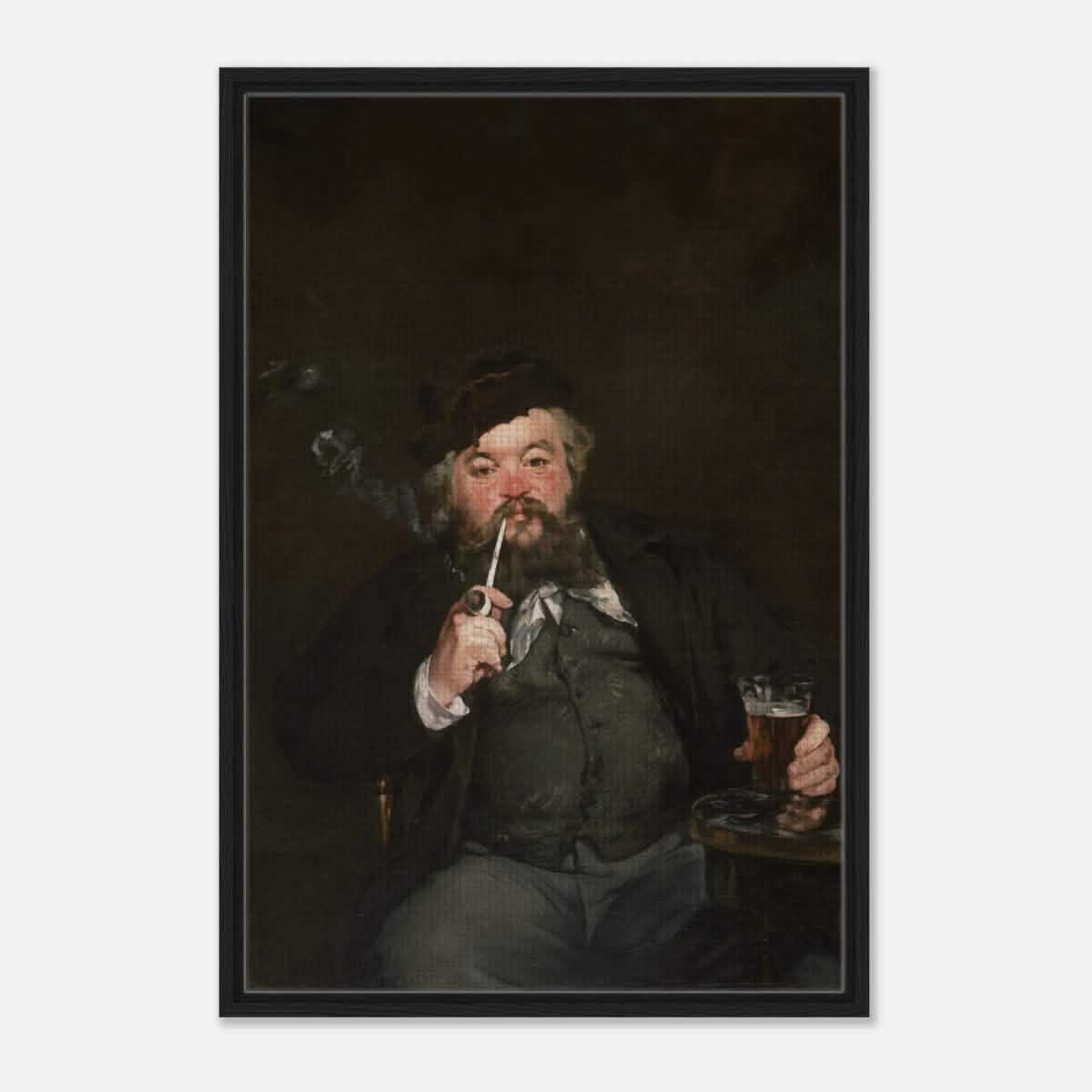 Le Bon Bock (1873) by Édouard Manet | The Good Pint | Vintage wall art print - Framed Canvas - 60x90 cm / 24x36″ - Black frame