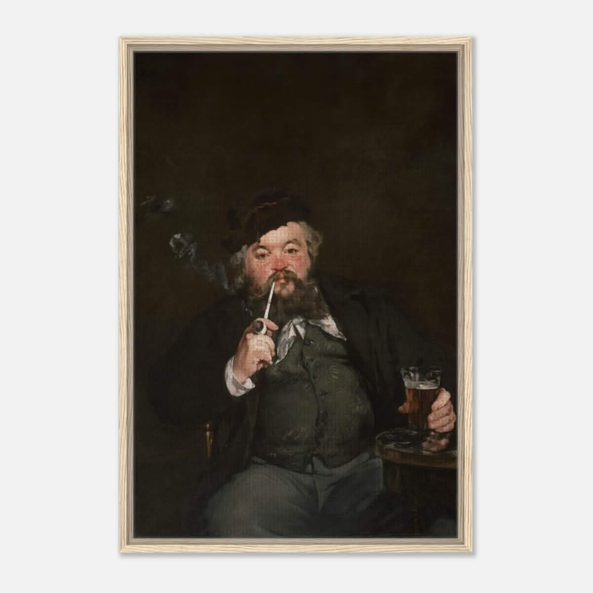 Le Bon Bock (1873) by Édouard Manet | The Good Pint | Vintage wall art print - Framed Canvas - 60x90 cm / 24x36″ - Wood frame