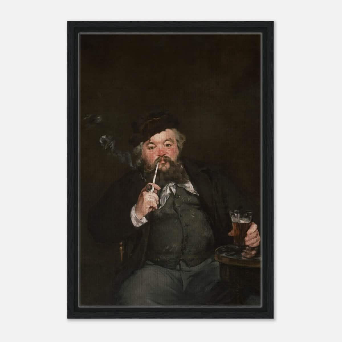 Le Bon Bock (1873) by Édouard Manet | The Good Pint | Vintage wall art print - Framed Canvas - 40x60 cm / 16x24″ - Black frame