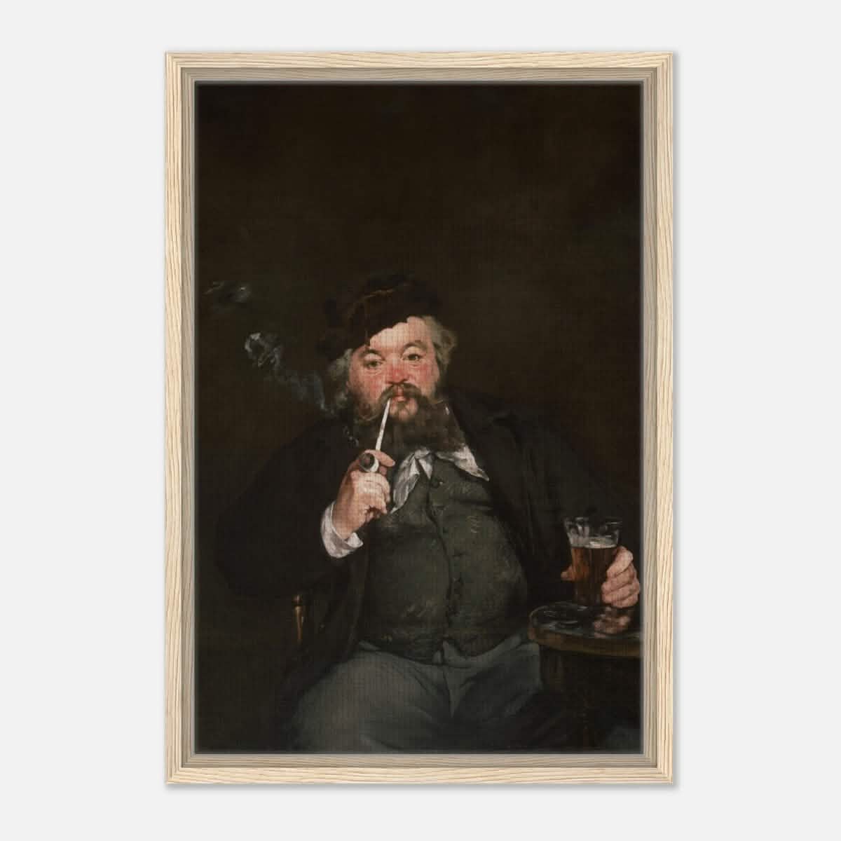 Le Bon Bock (1873) by Édouard Manet | The Good Pint | Vintage wall art print - Framed Canvas - 40x60 cm / 16x24″ - Wood frame