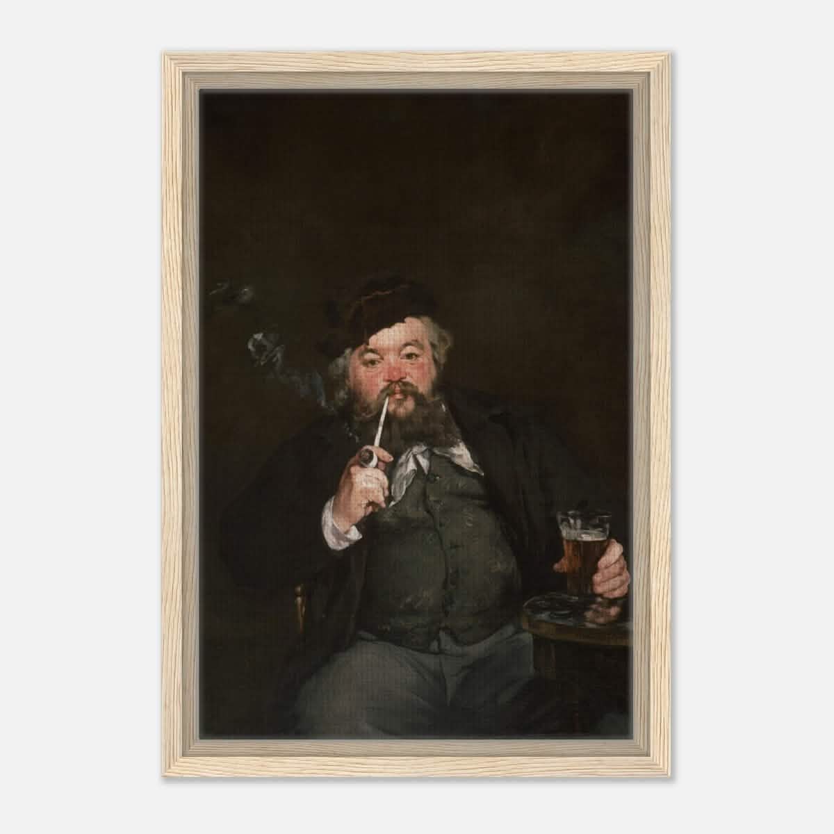 Le Bon Bock (1873) by Édouard Manet | The Good Pint | Vintage wall art print - Framed Canvas - 30x45 cm / 12x18″ - Wood frame