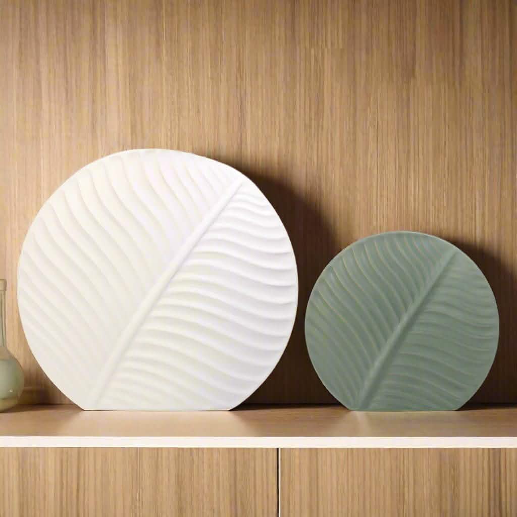 Leaf Ornament Ceramic Vase Collection – Modern Porcelain Decorative Vases - Small Leaf Vase - Dark Green -