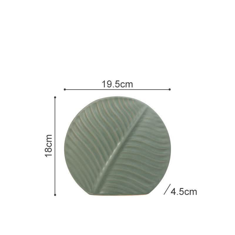 Leaf Ornament Ceramic Vase Collection – Modern Porcelain Decorative Vases - Small Leaf Vase - Dark Green -