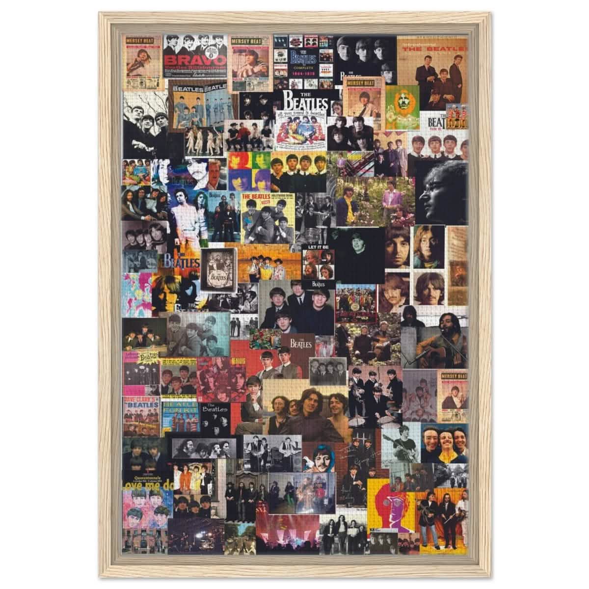 Legendary Harmony: The Ultimate Beatles Collage | Pop Art - Framed Canvas - 40x60 cm / 16x24″ - Wood frame