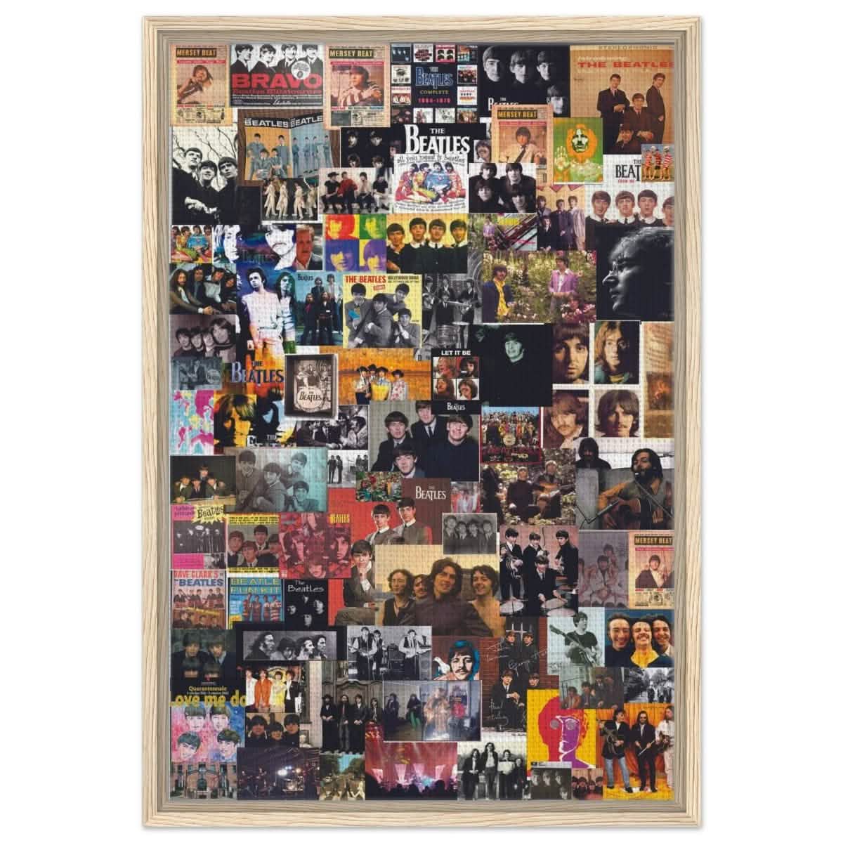 Legendary Harmony: The Ultimate Beatles Collage | Pop Art - Framed Canvas - 50x75 cm / 20x30″ - Wood frame