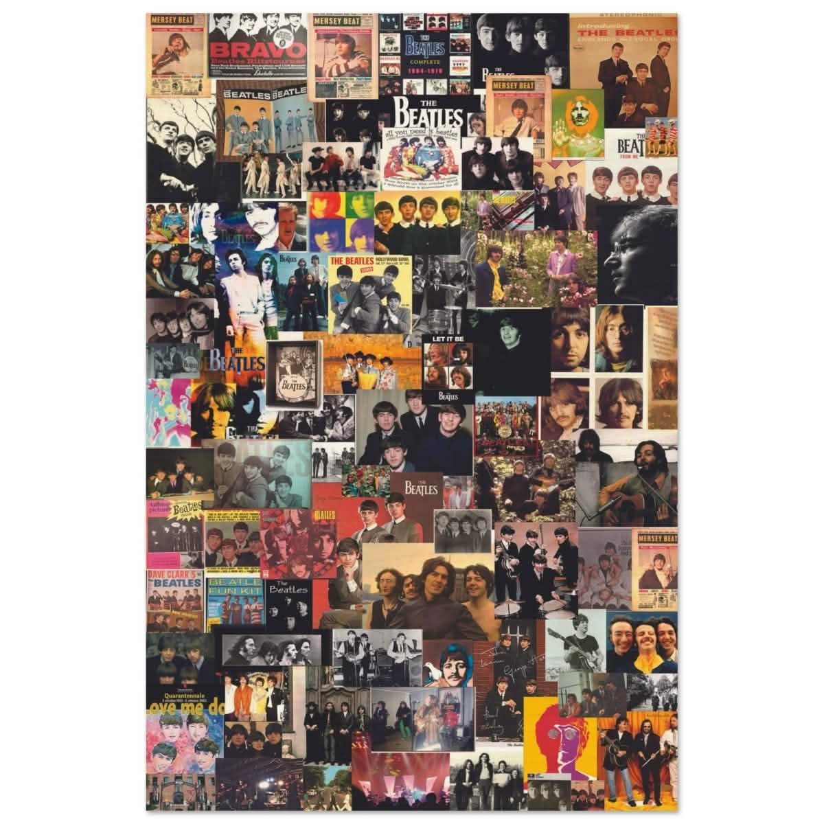 Legendary Harmony: The Ultimate Beatles Collage | Pop Art - Wood Prints - 60x90 cm / 24x36″ -