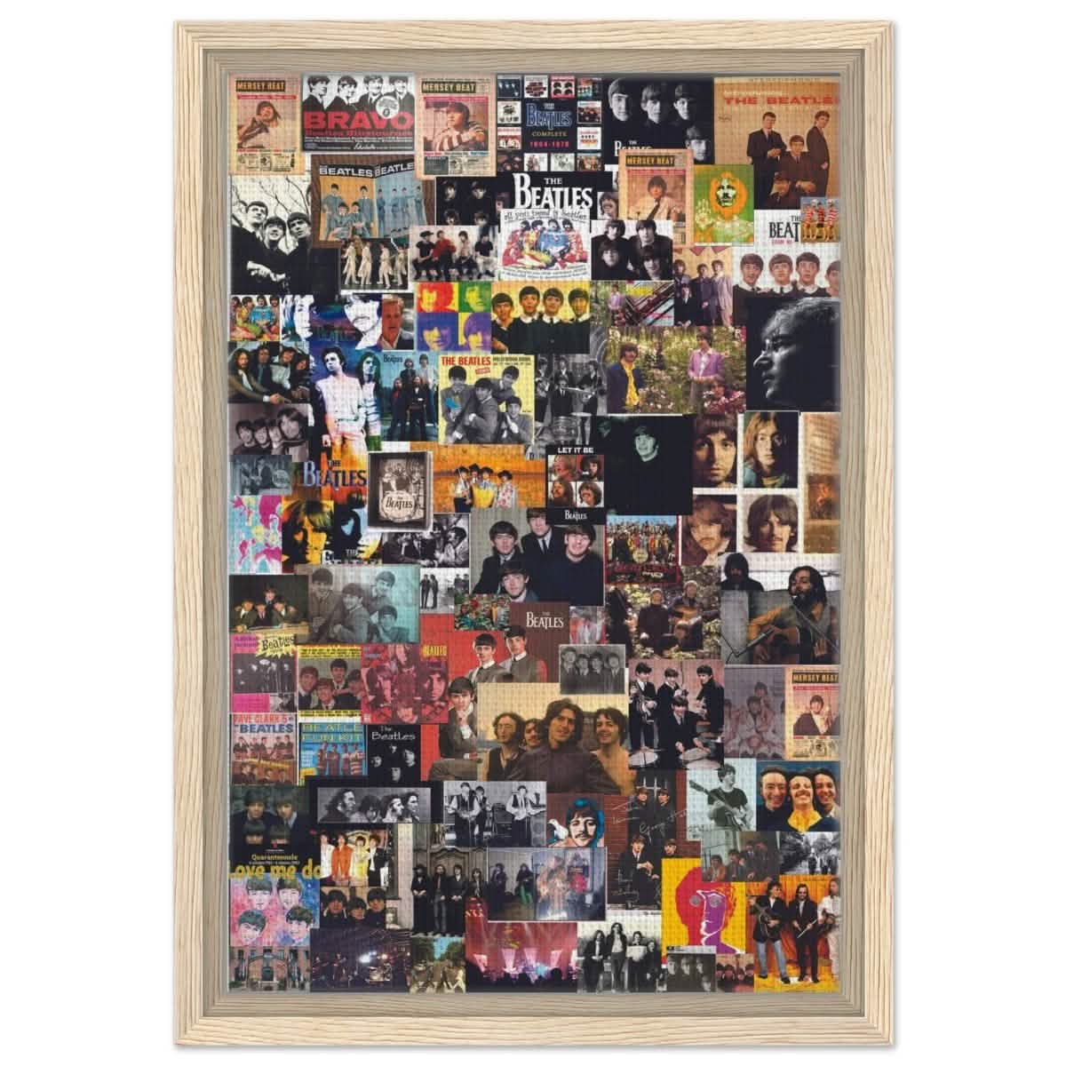 Legendary Harmony: The Ultimate Beatles Collage | Pop Art - Framed Canvas - 30x45 cm / 12x18″ - Wood frame