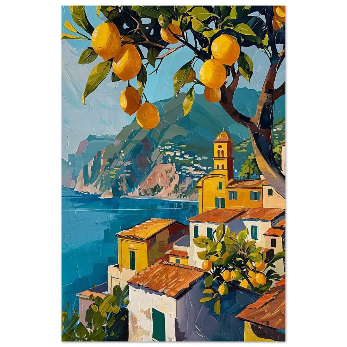 Lemon Grove Bliss | Modern Impressionism Mediterranean - Inspired | wall art print - Wood Prints - 30x45 cm / 12x18″ -